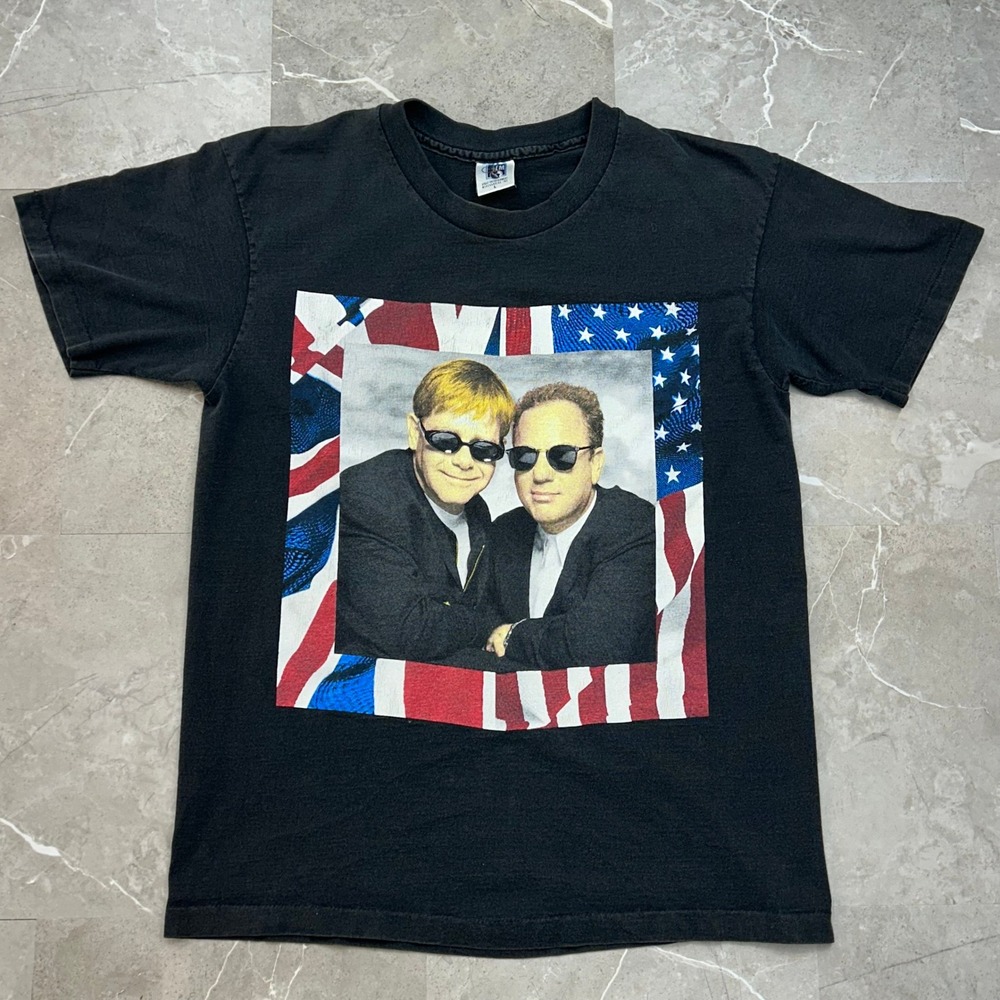 90s Vintage Elton John Billy Joel Graphic Tour Tee Mens Large Classic Rock Shirt